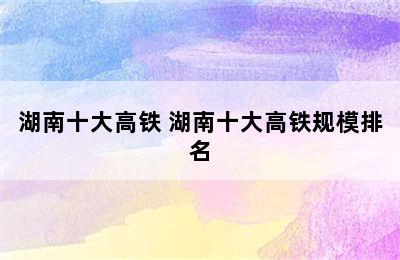 湖南十大高铁 湖南十大高铁规模排名